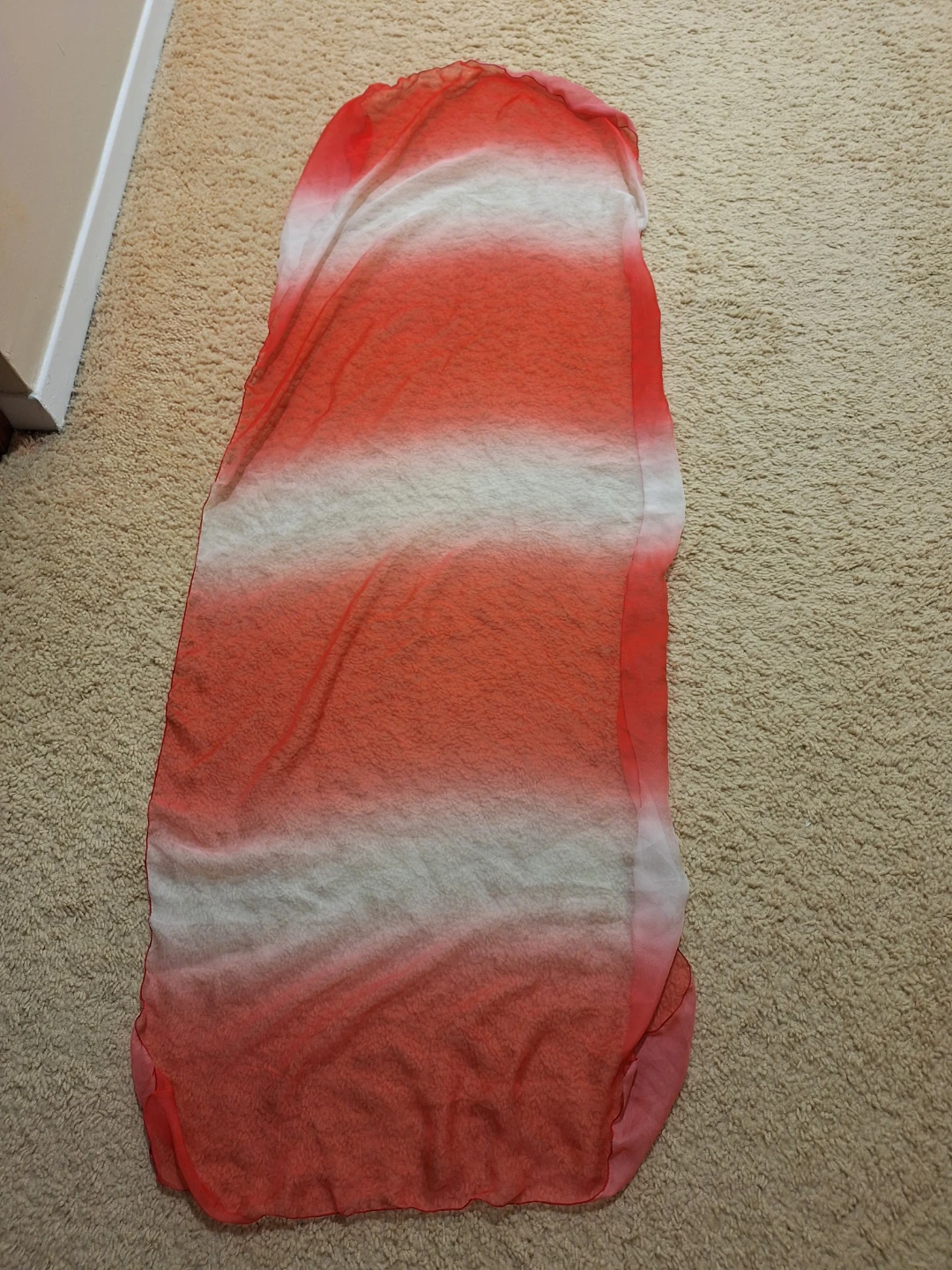 Sheer Ombre Shawl / Scarf - Coral and White - photo 3
