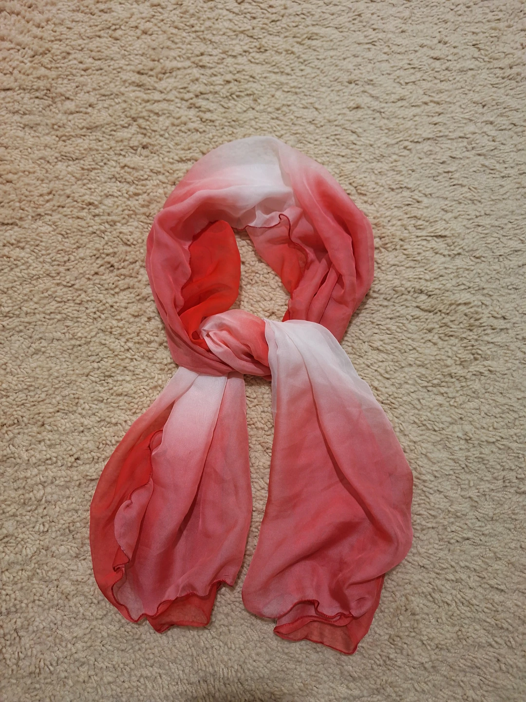 Sheer Ombre Shawl / Scarf - Coral and White - photo 2