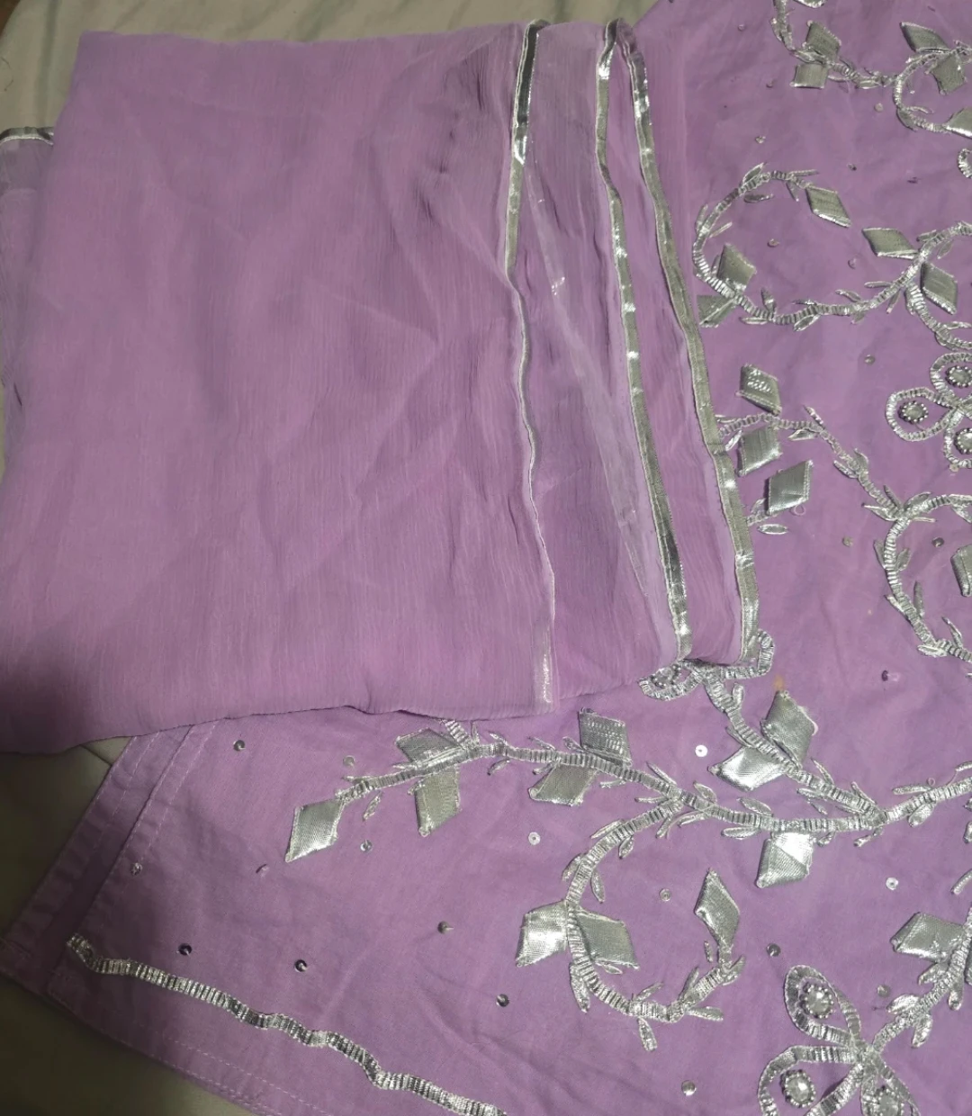 Purple  gotta  patti Kurti with Pants and Dupatta - photo 4