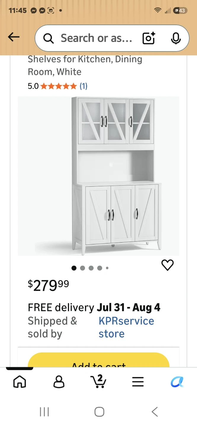 White Kitchen Hutch Shelves