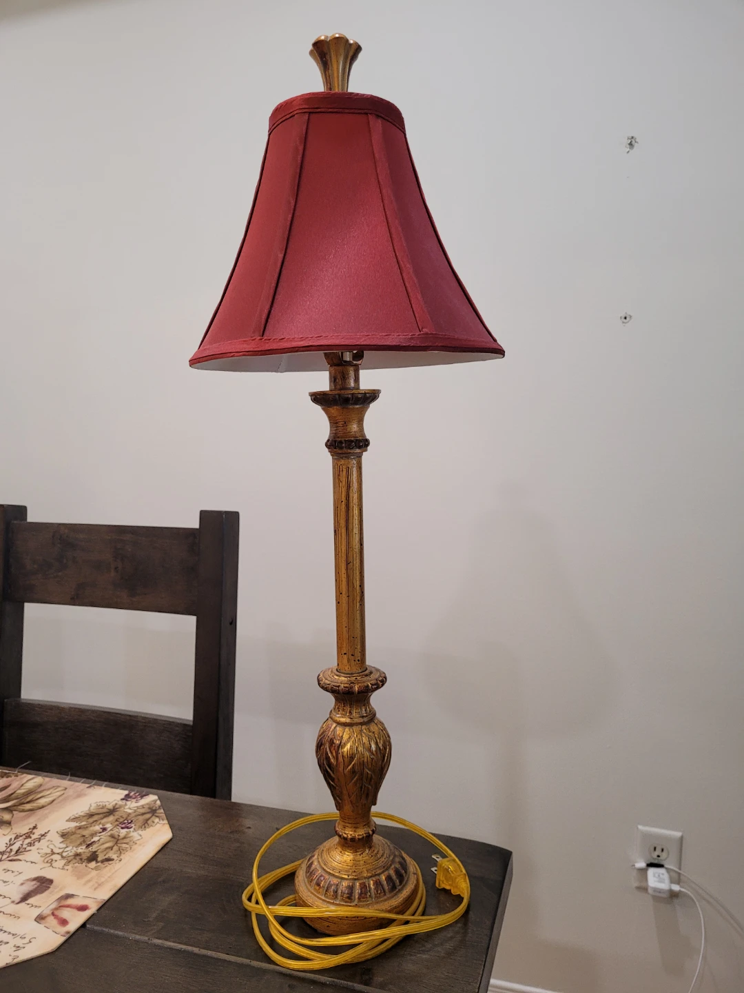 Table Lamp with Red Shade