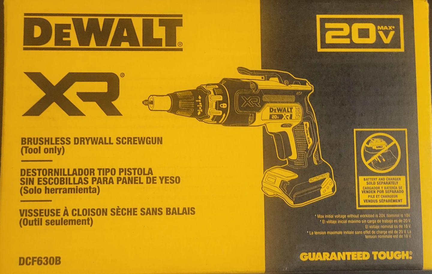 DEWALT 20V MAX XR Brushless Drywall Screwgun (Tool Only)