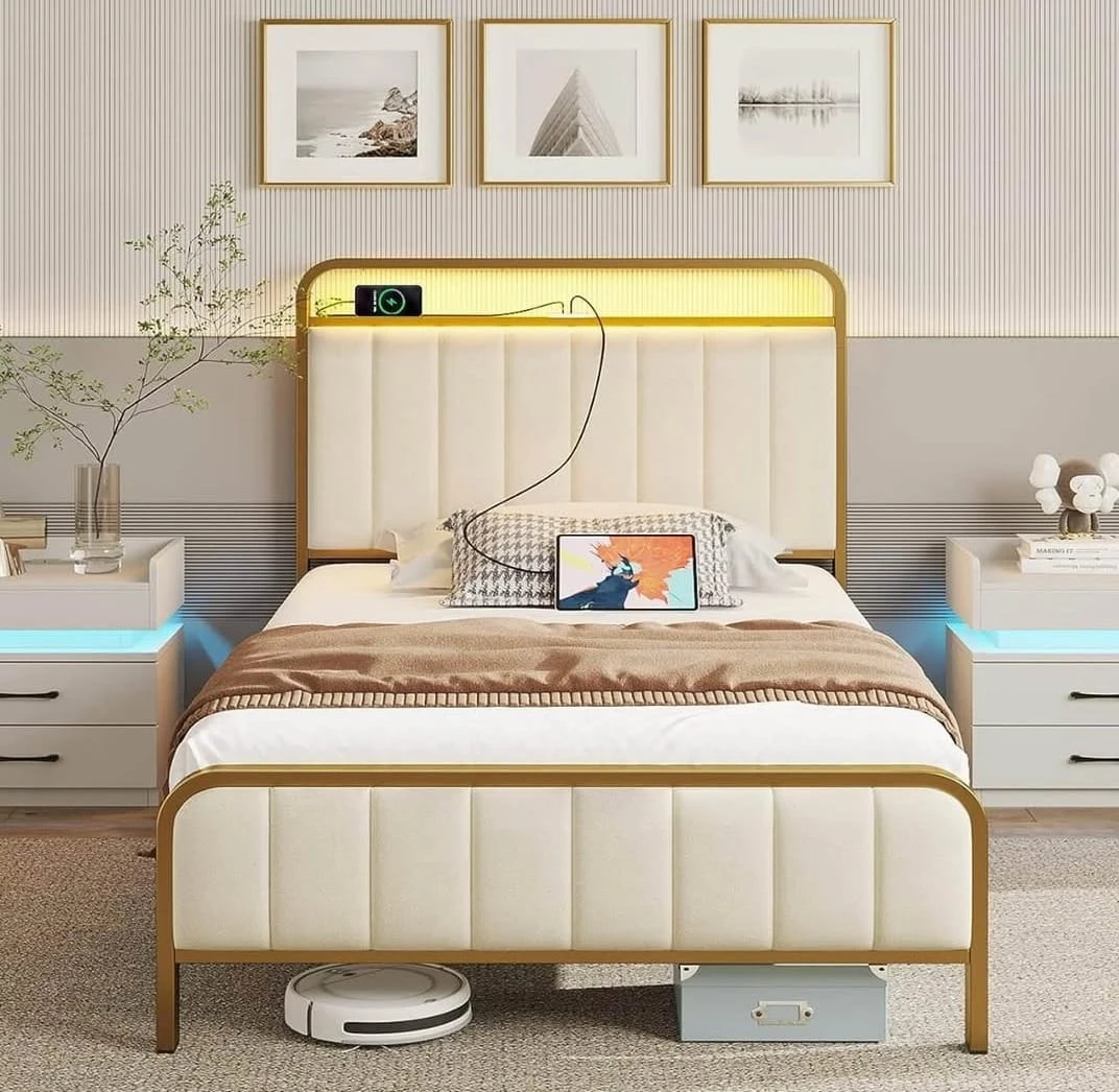 Twin Size Metal Bed Frame + Mattress