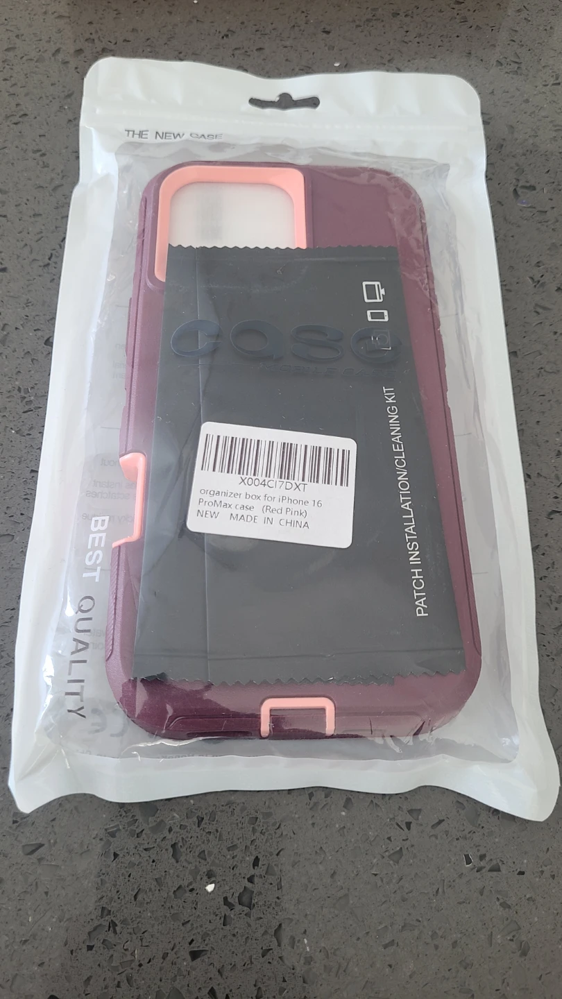 iPhone 16 ProMax Case with Screen Protectors - Red/Pink