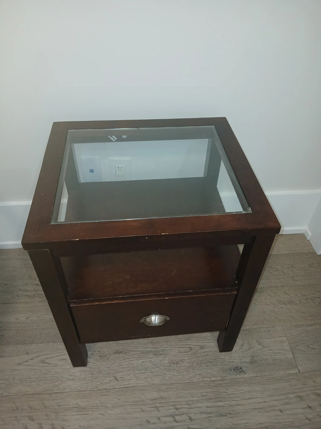 End Table with Glass Top and Drawer