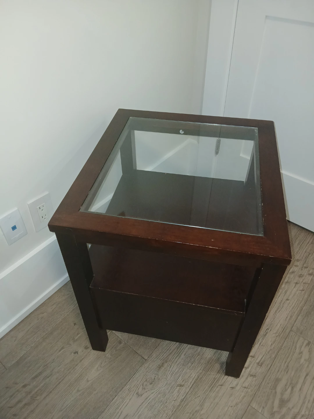 End Table with Glass Top and Drawer - photo 2