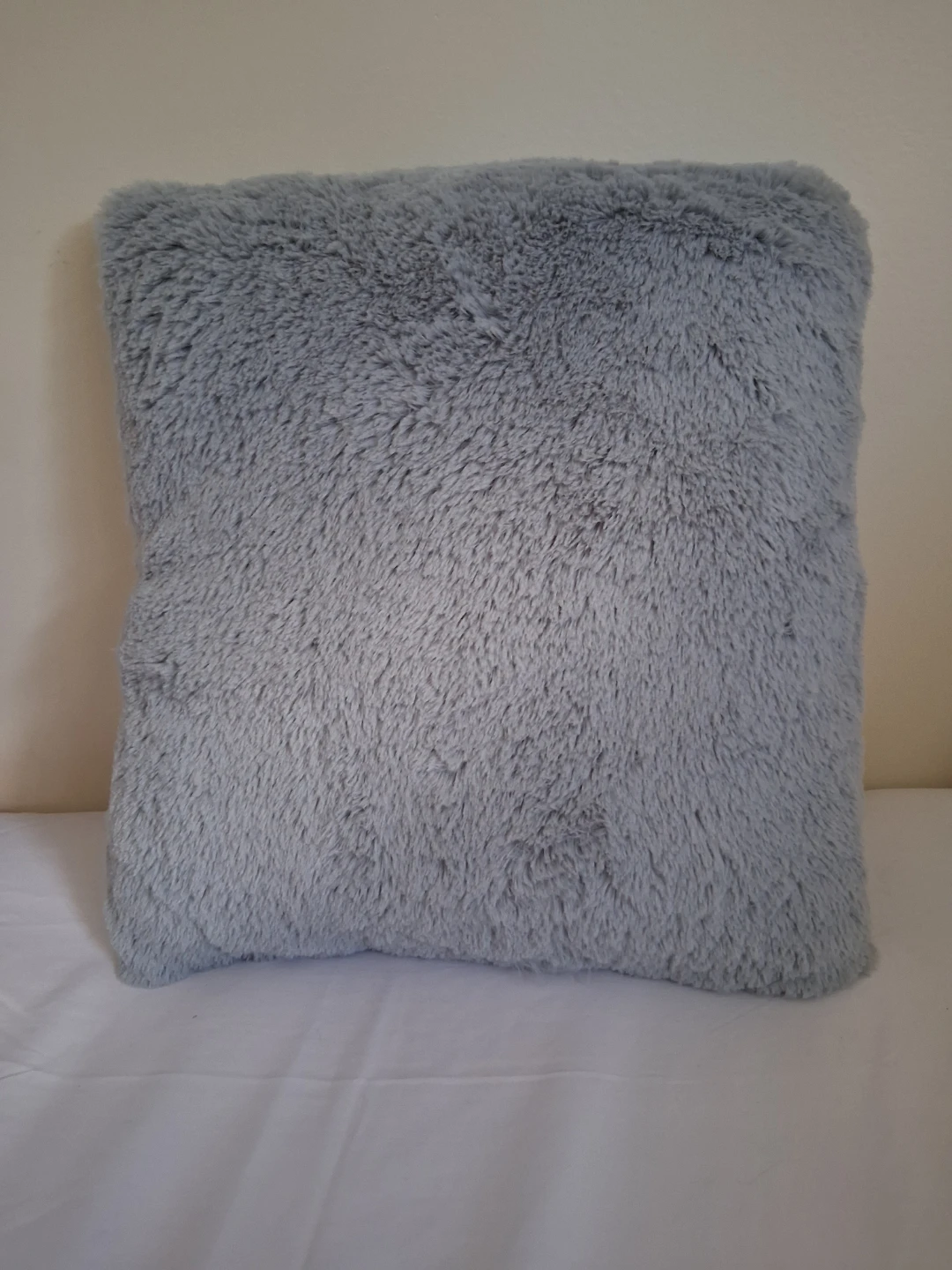 Grey Faux Fur Throw Pillow