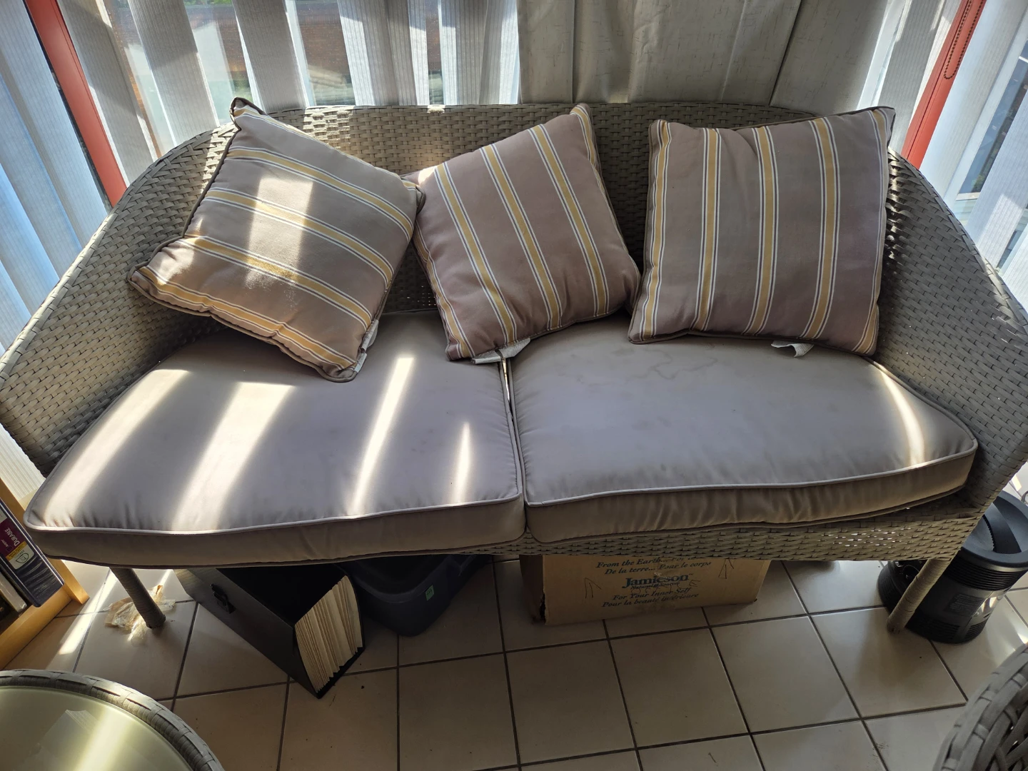 Wicker patio set with cushions