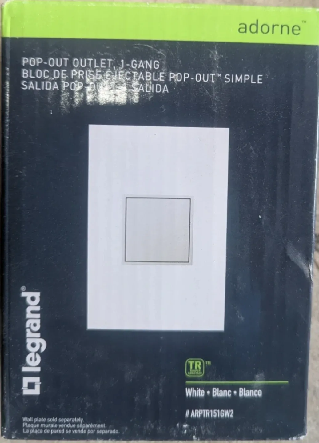 Legrand Adorne Pop-Out 1-Gang Outlet White