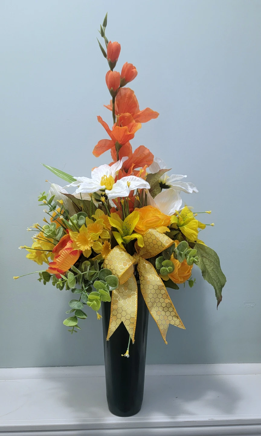 Artificial Floral cemetery vase