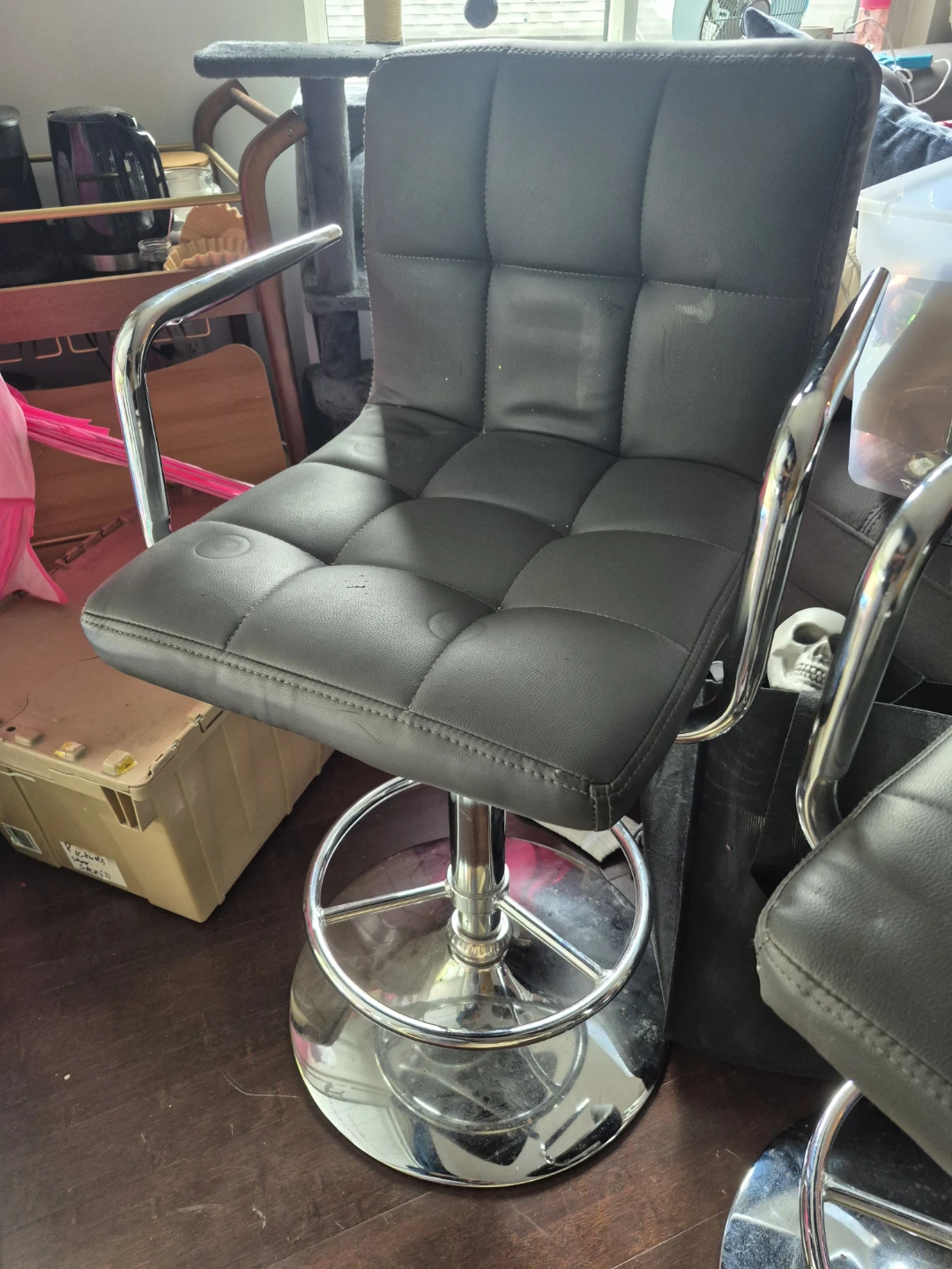 Set of 2 Black Faux Leather Bar Stools - photo 2