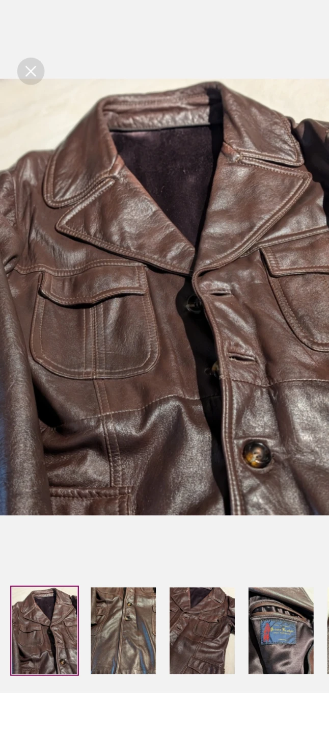 Prince Leather High Fashions Men's Brown Leather Coat. 1970's