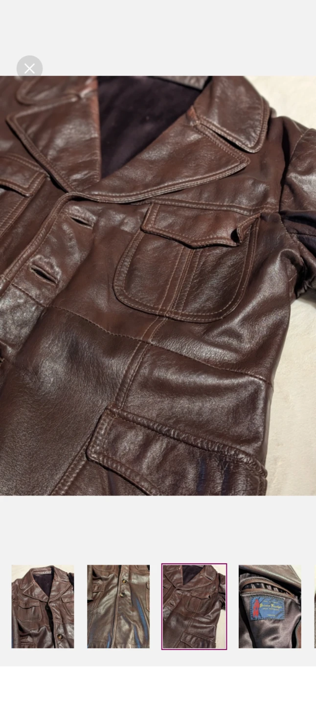 Prince Leather High Fashions Men's Brown Leather Coat. 1970's - photo 3