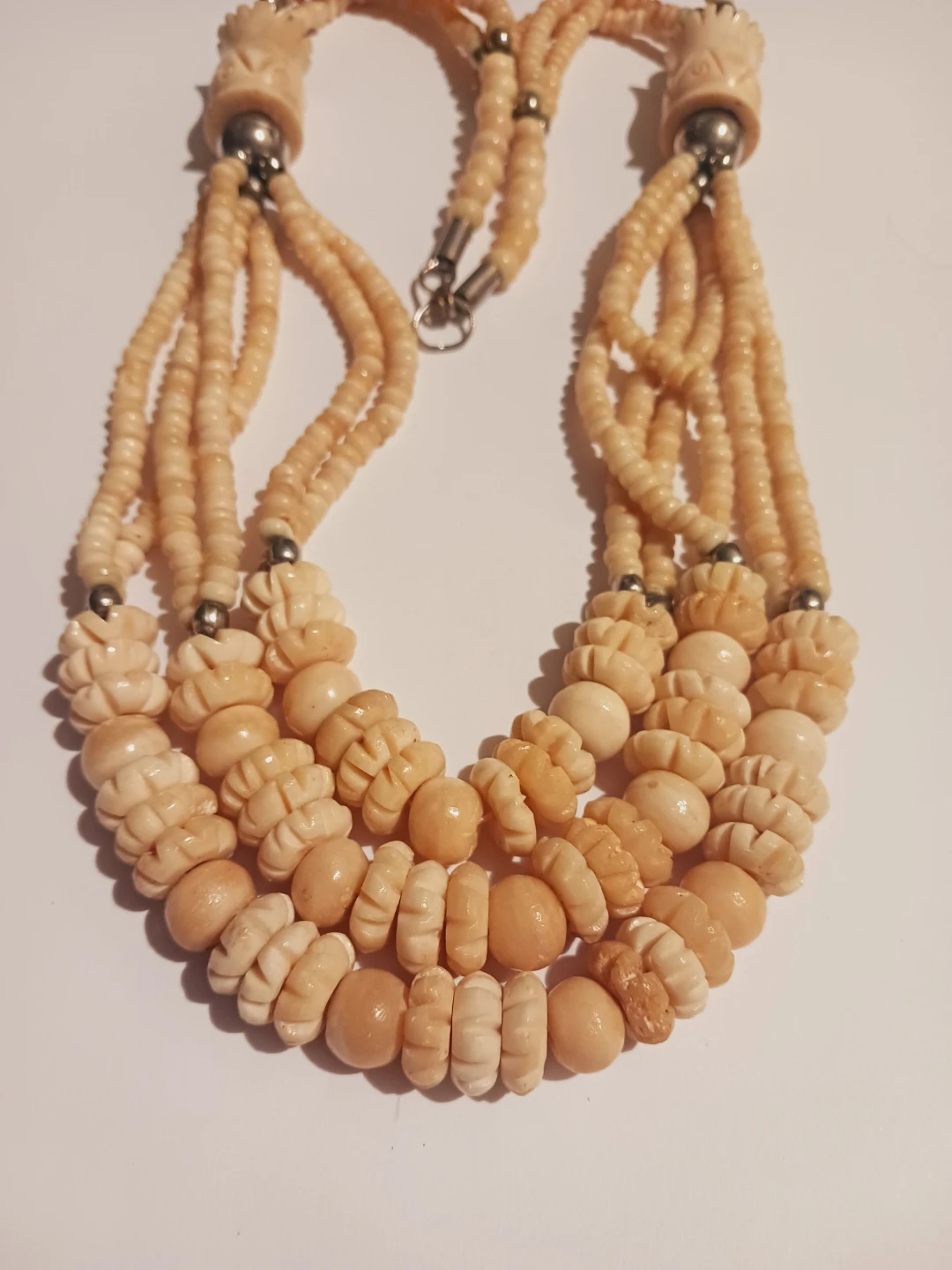 Beautiful Multi-Strand Carved Beaded Necklace
