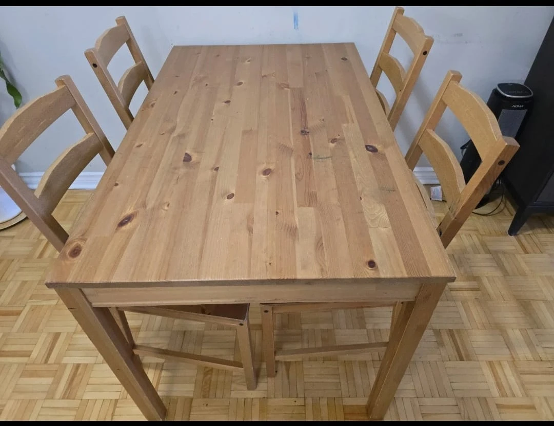 Wooden Dining Table with 4 Chairs