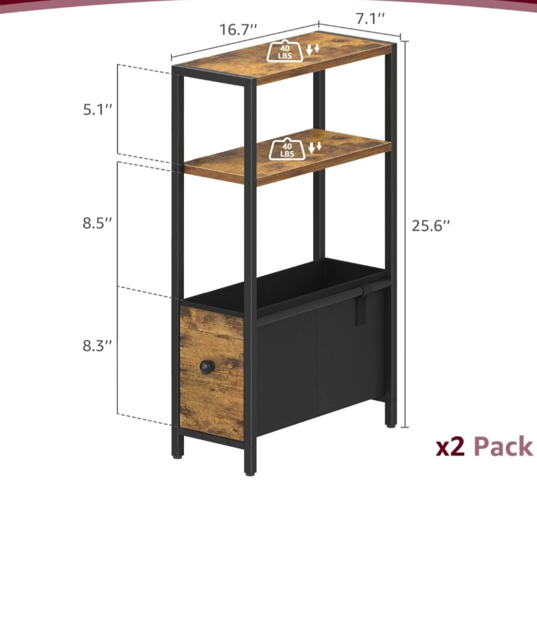 2 Nightstand with Storage Drawer - photo 5