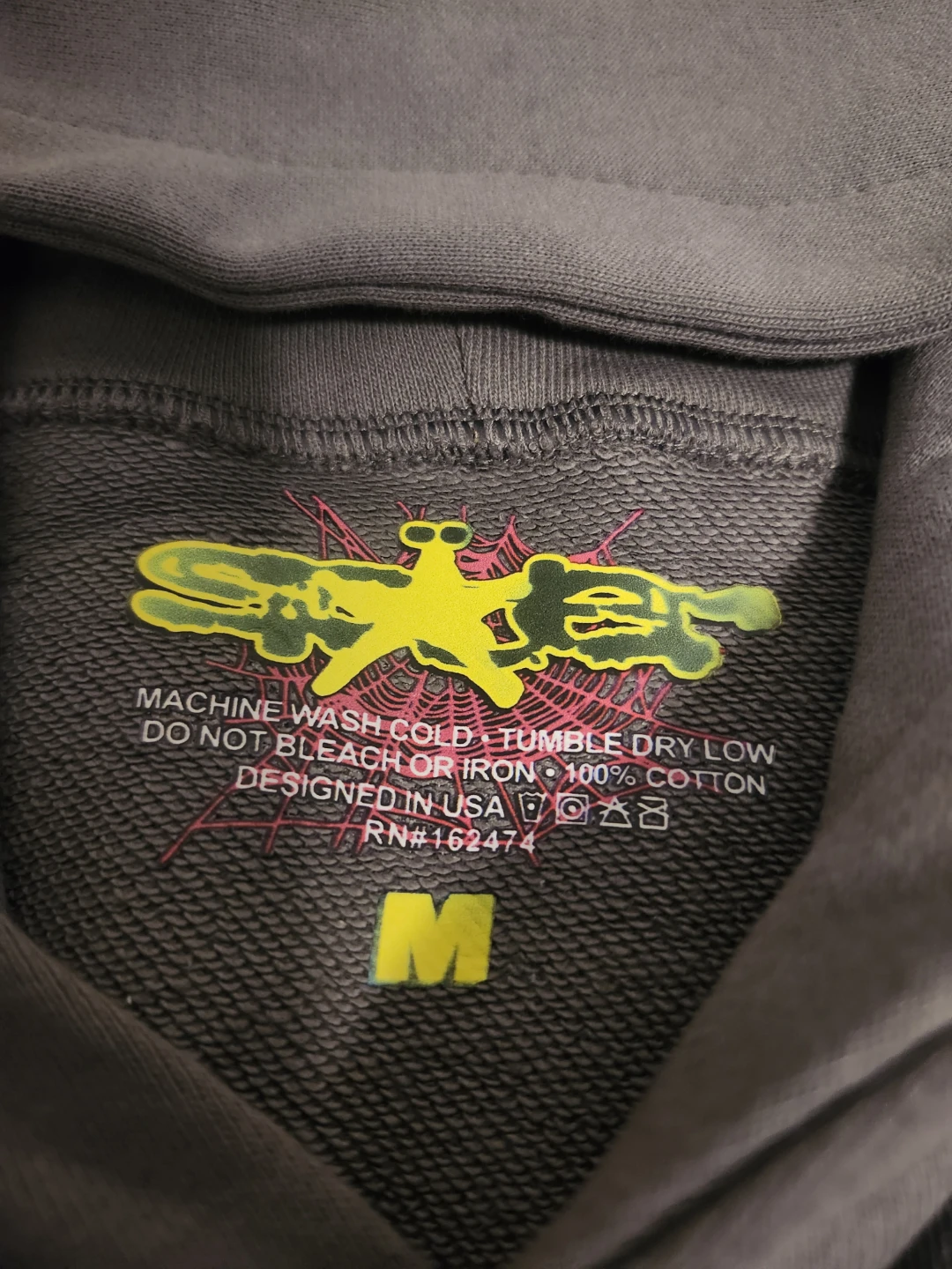 1:1 grey and green sp5der hoodie size medium - photo 3