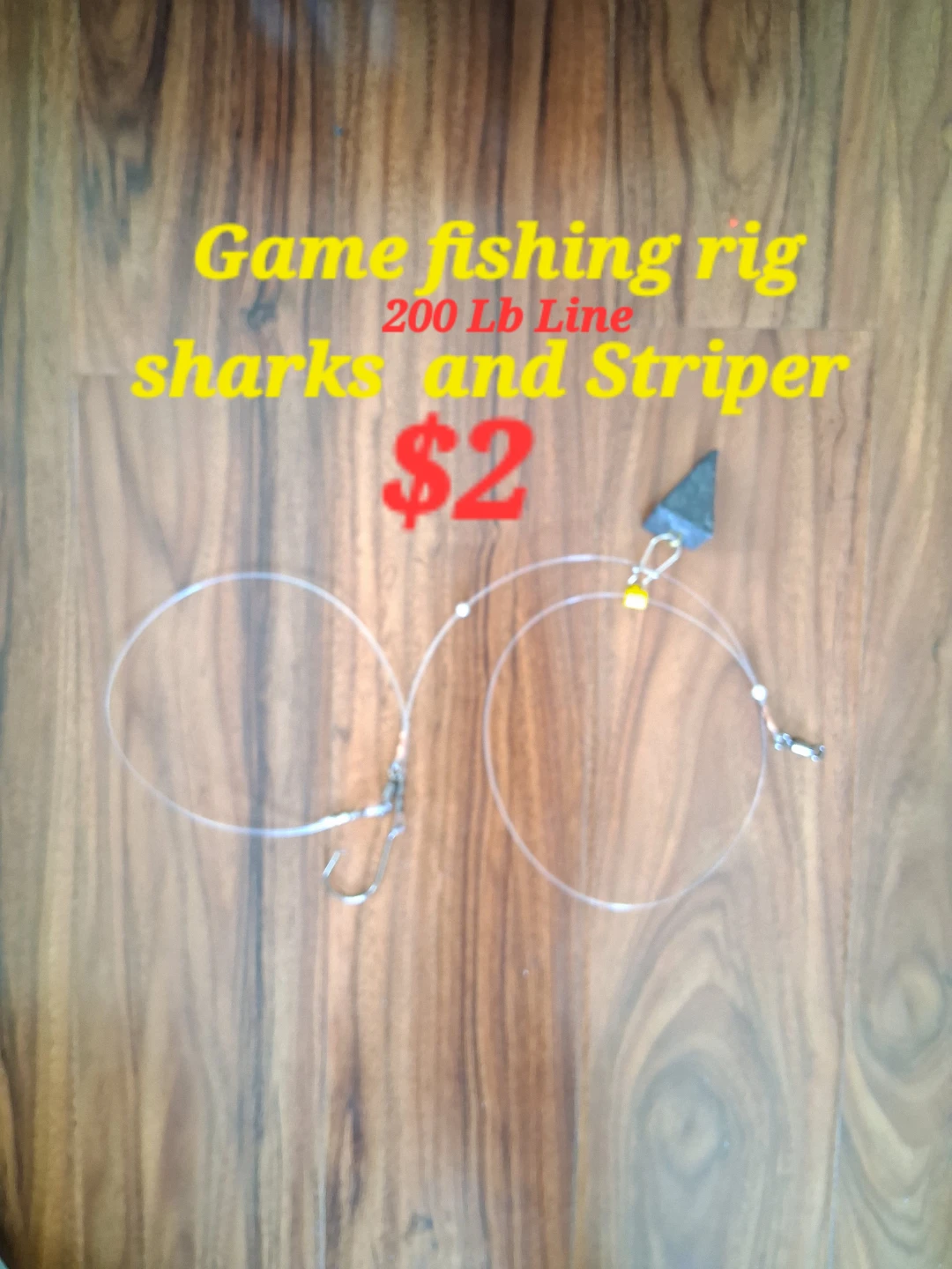 Game Fishing Rig - 200 Lb Line for Sharks and Striper