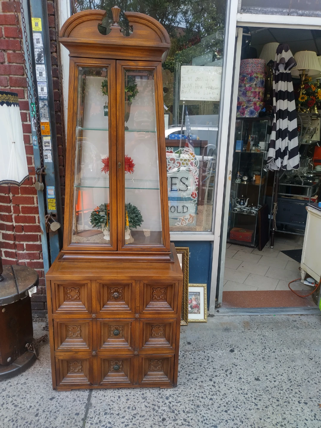 Two piece display cabinet