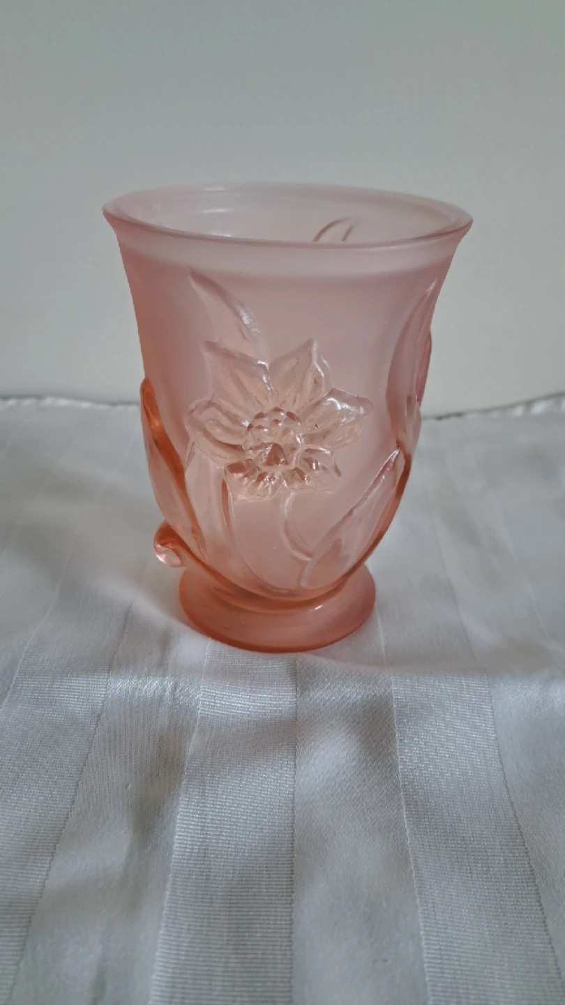 Rare Pink Frosted Depression Glass