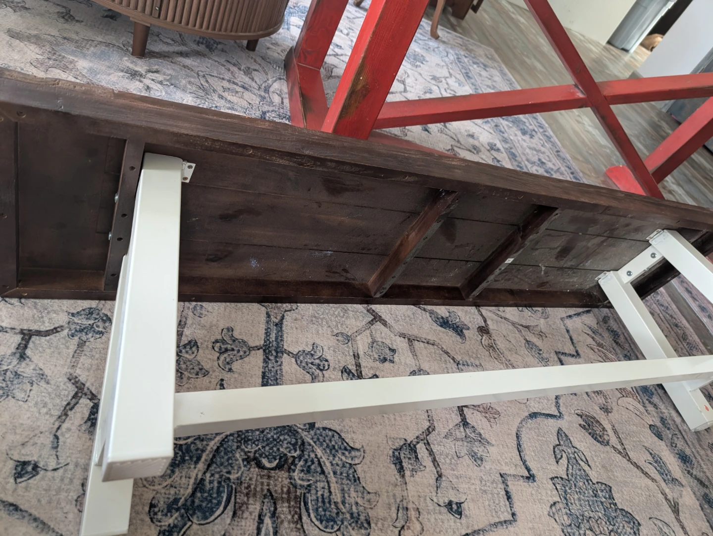 Wooden Bench with White Legs - photo 3