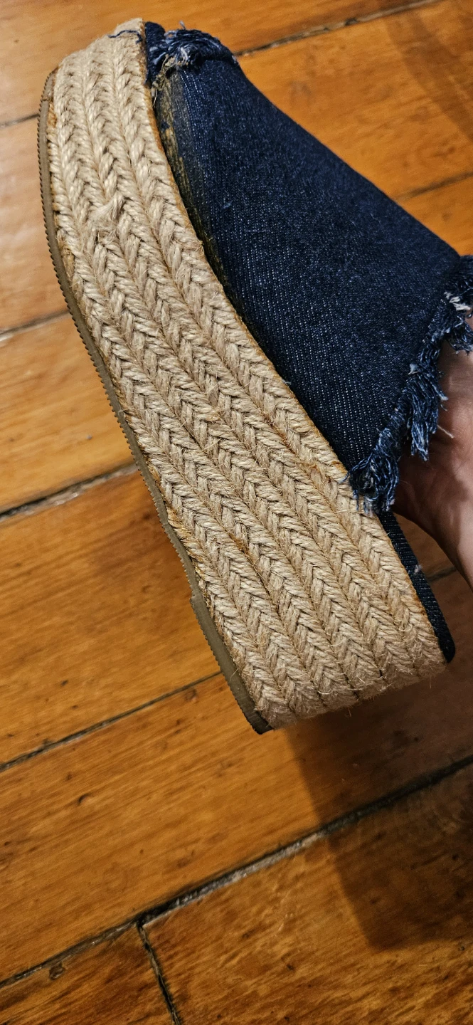 Aredene platform sandals, denim fringe - photo 2