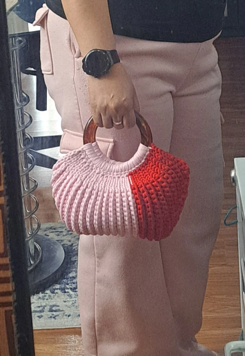 Handmade Crochet Handbag with Flower Accent - photo 4