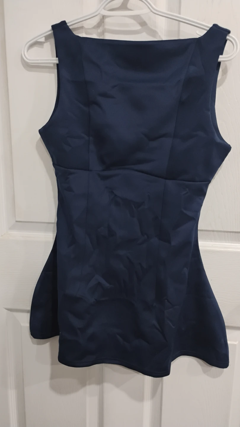 Navy Blue Sleeveless Peplum Top