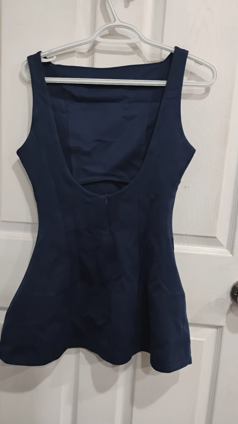 Navy Blue Sleeveless Peplum Top - photo 2