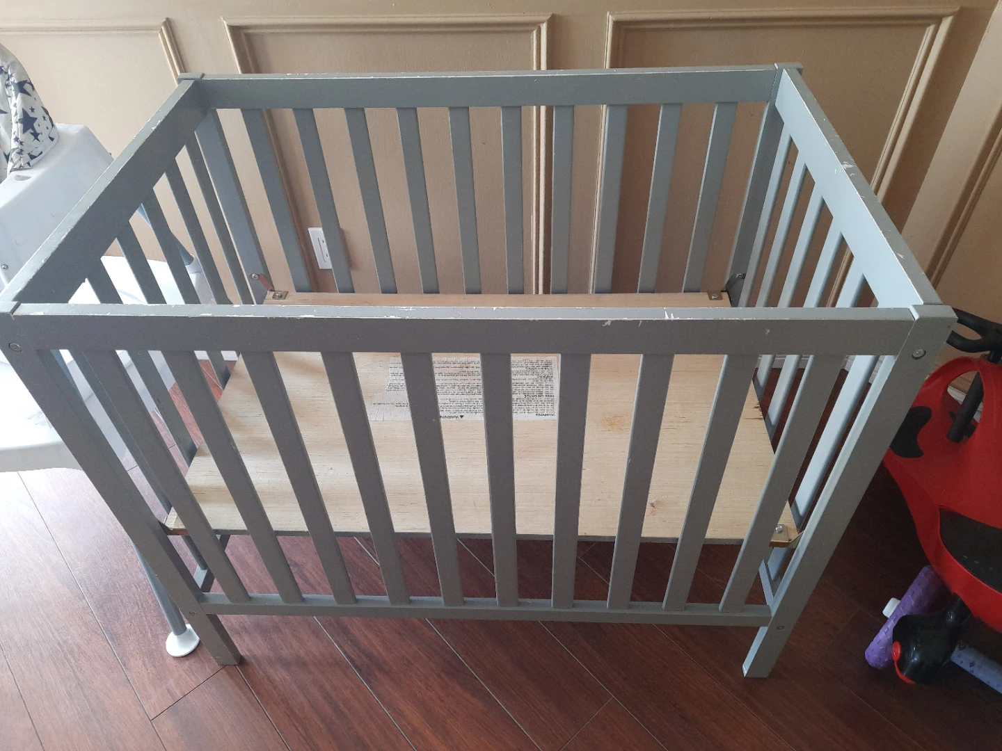Grey Wooden Crib