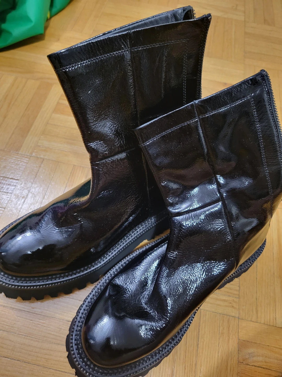 Seychelles Black Patent Lug Sole Boots