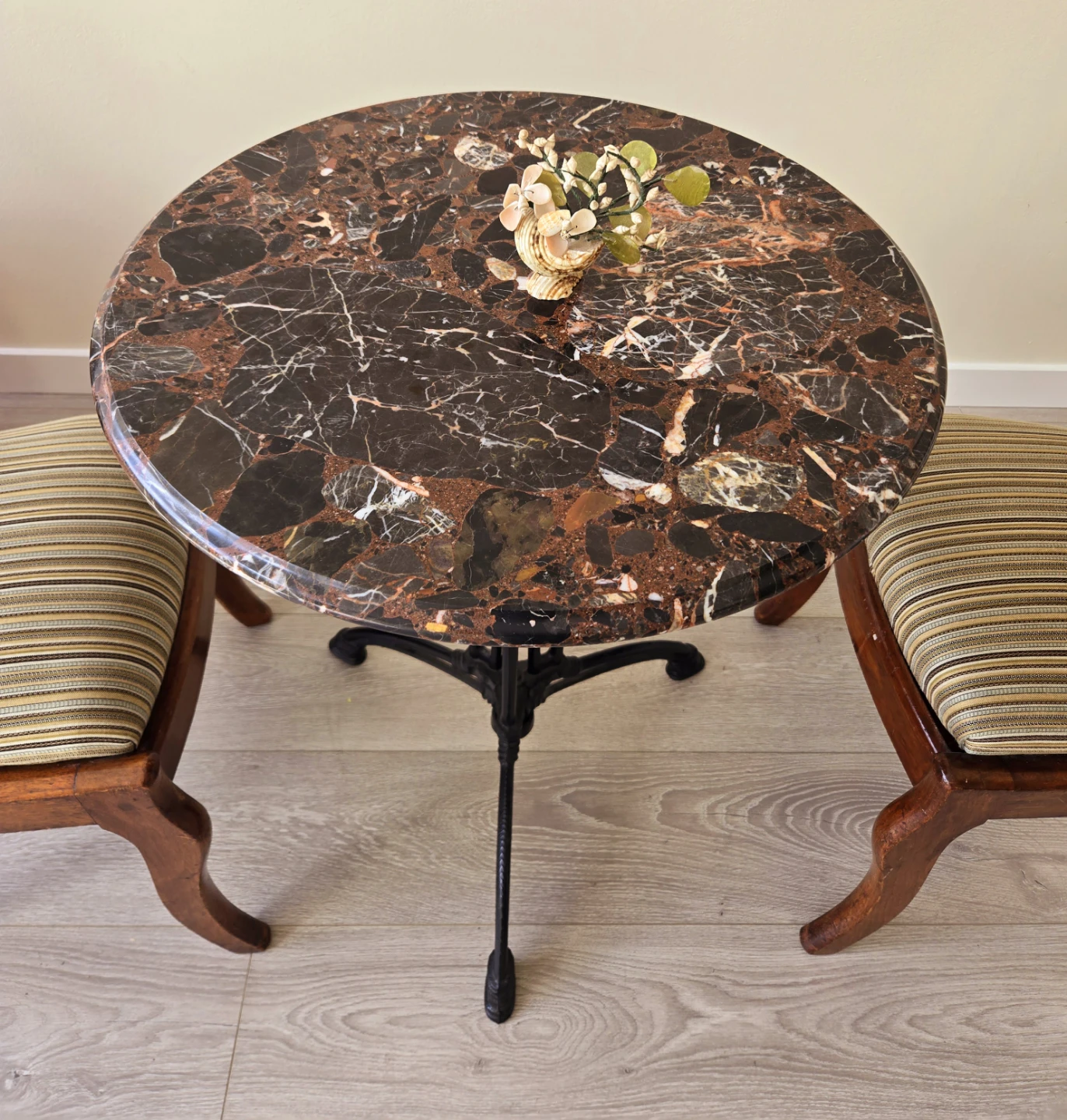 Antique Muticolored Marble Dining Table With Cast Iron Base - photo 4