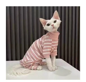 Classic Pink and White Striped Pet Jumpsuit - Size XXL