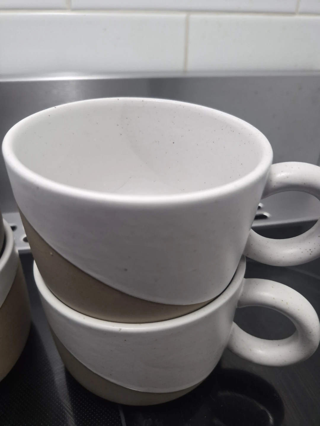 4x White Speckled Ceramic Mugs - photo 4