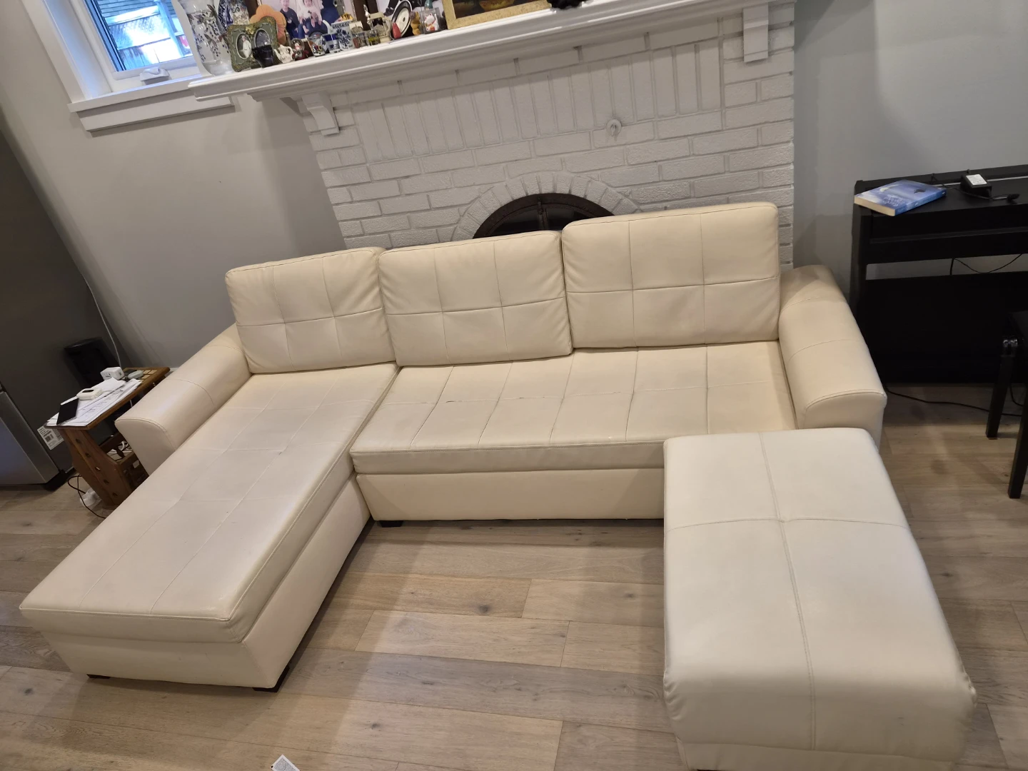 Cream Sectional Sofa with Ottoman - photo 2