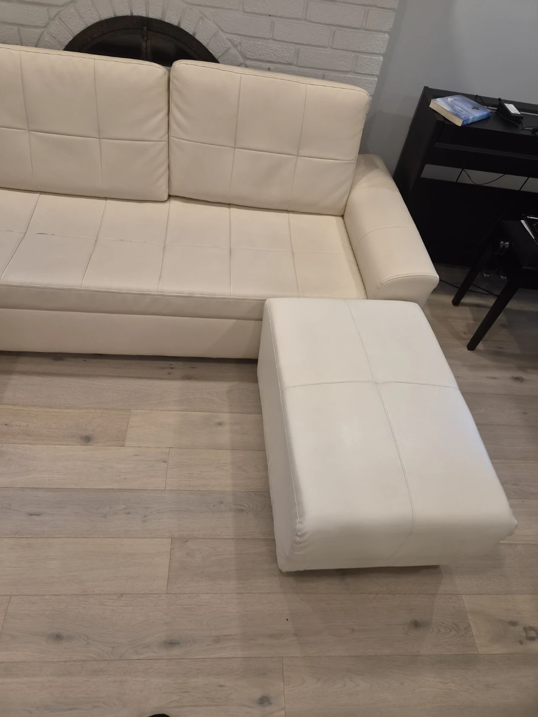 Cream Sectional Sofa with Ottoman - photo 3