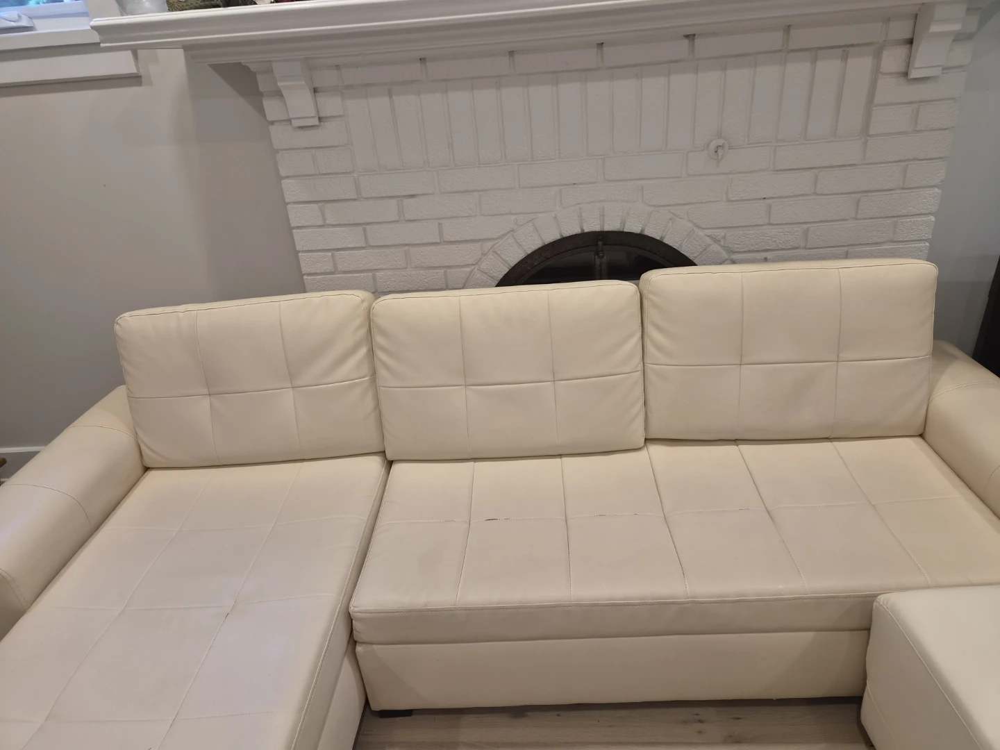 Cream Sectional Sofa with Ottoman - photo 4