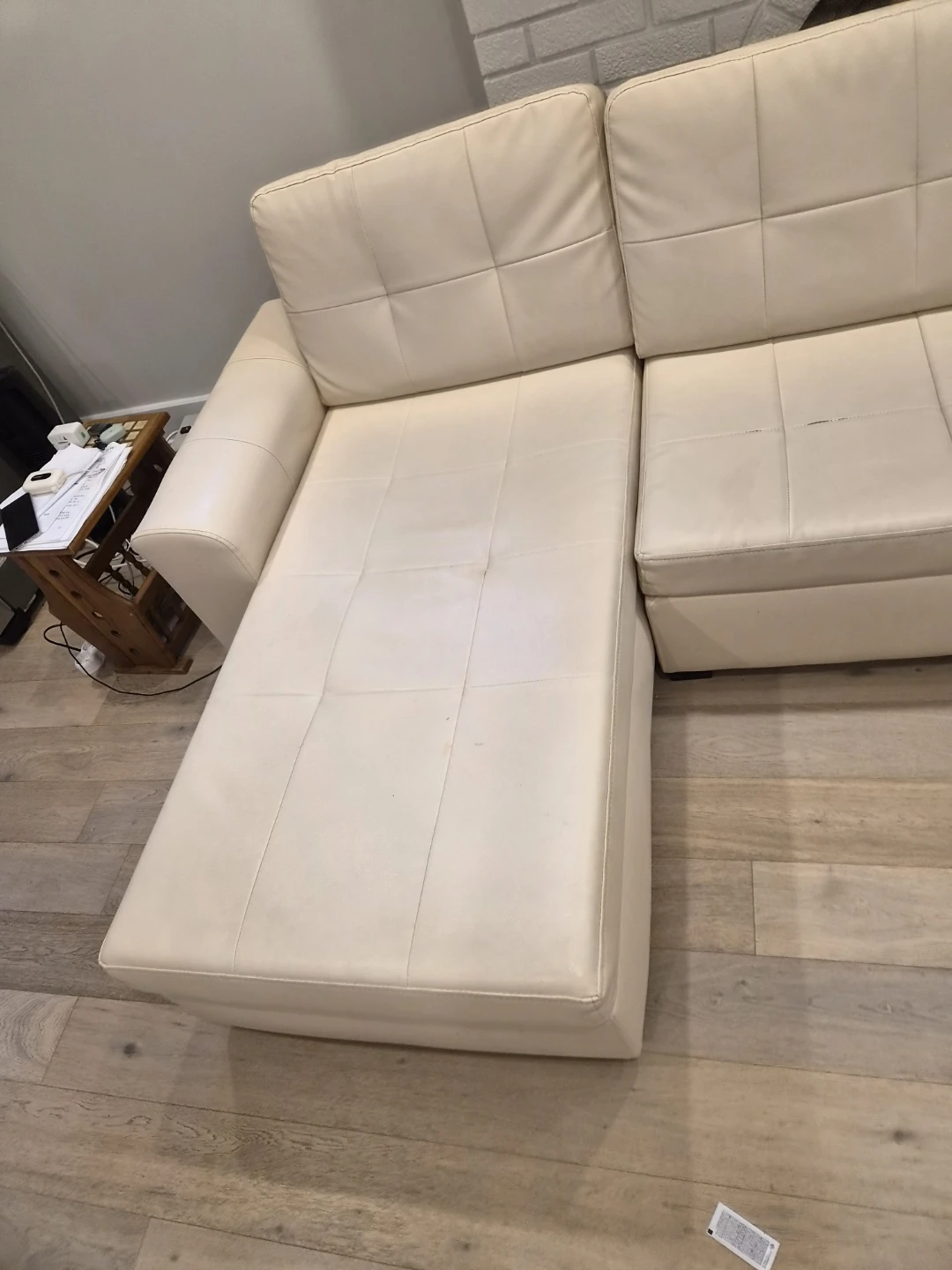 Cream Sectional Sofa with Ottoman - photo 5