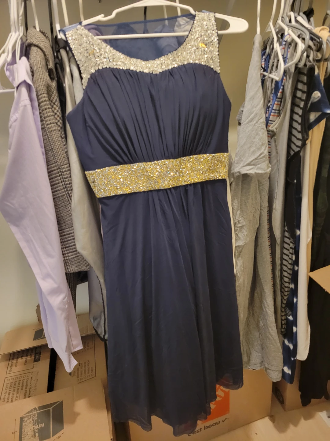 Navy Blue Embellished Dress