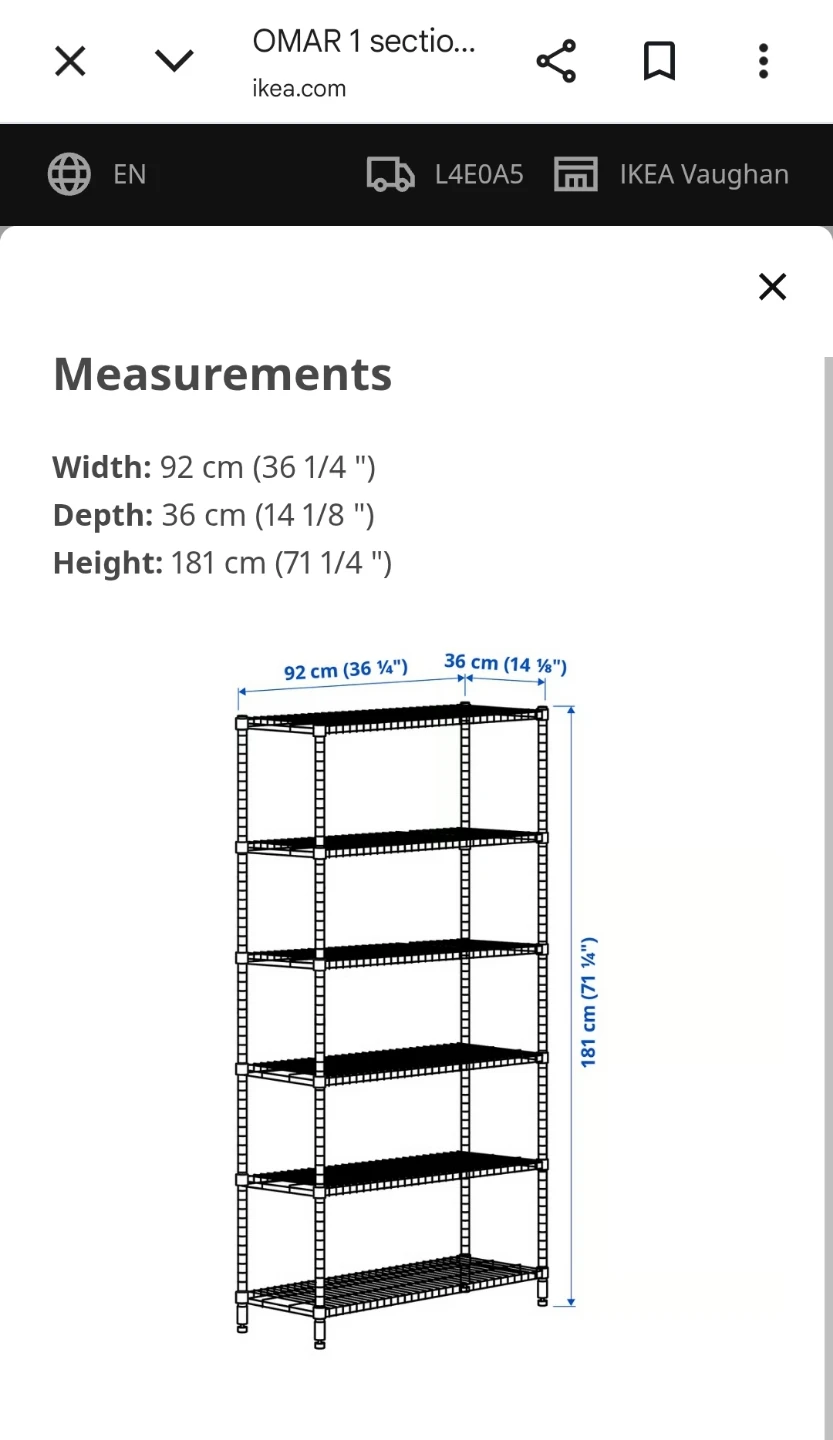 IKEA OMAR 1 section shelving unit 92x36x181 cm - photo 2