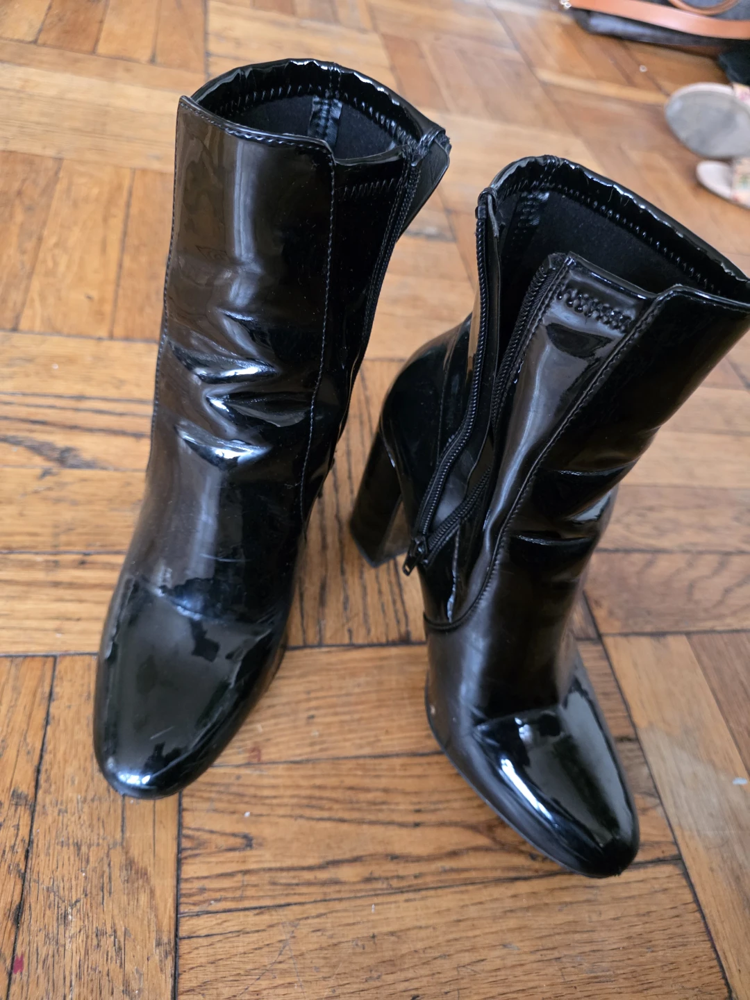 ALDO Black Patent Ankle Boots