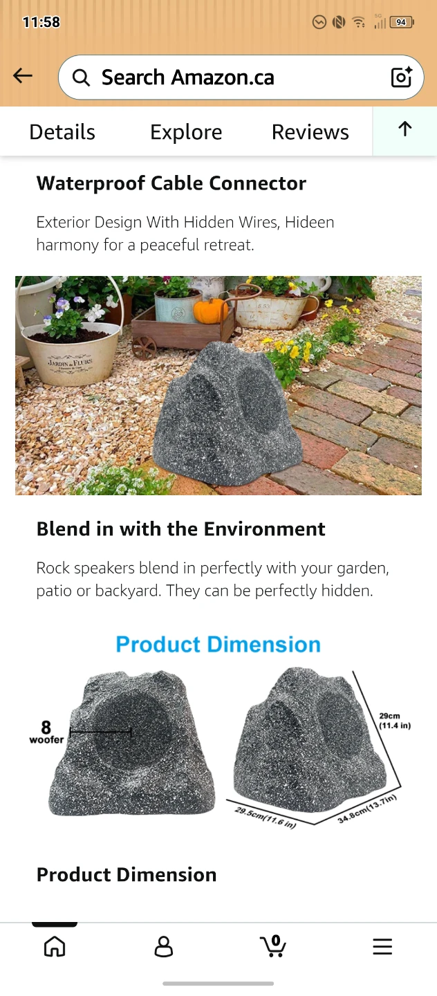 Herdio 8" Outdoor Rock Bluetooth Speakers - Waterproof Resin - photo 3