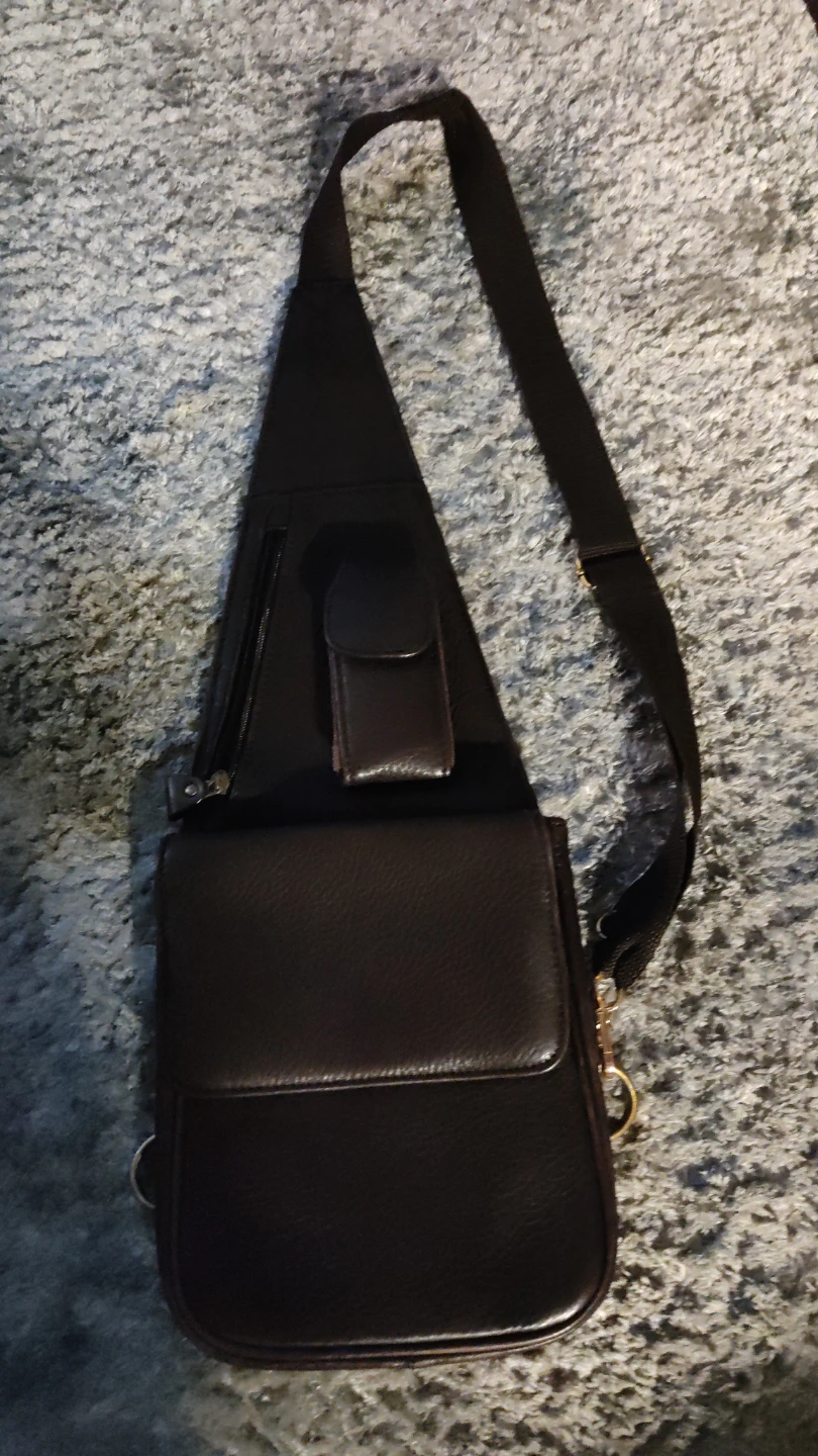 Brown real Leather reversible Sling Bag