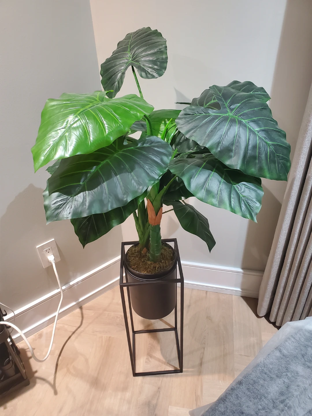 Large Artificial Elephant Ear Plant in Stand