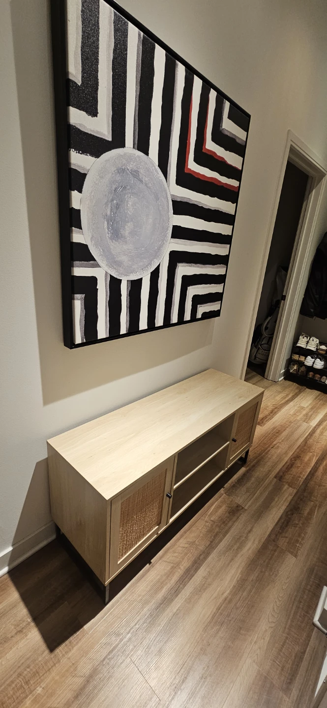Light Wood TV Stand with Cane Doors - photo 4