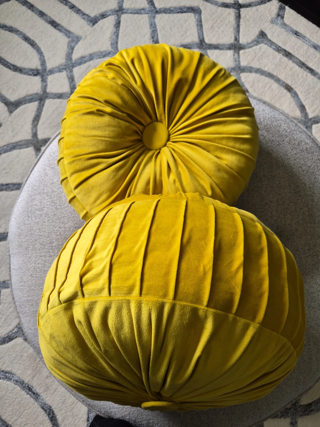 Round Yellow Velvet Throw Pillow - photo 2