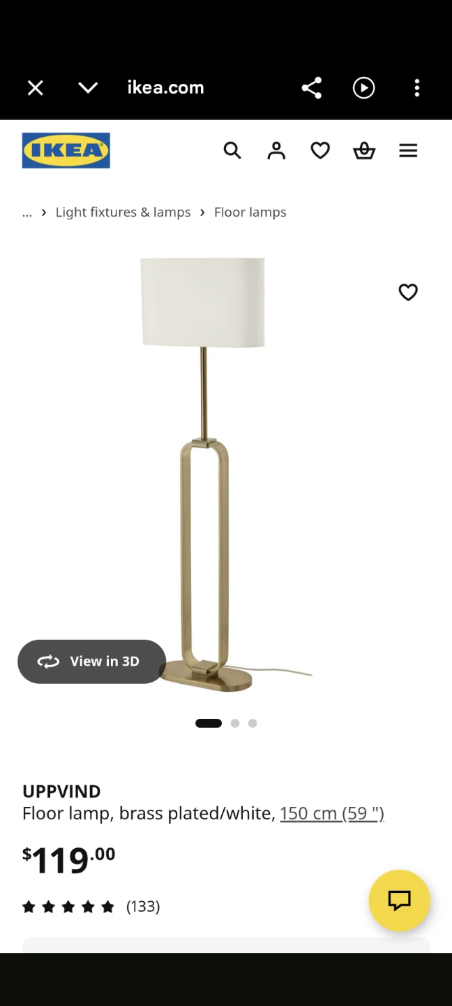 IKEA UPPVIND Floor Lamp - Brass Plated/White - photo 2