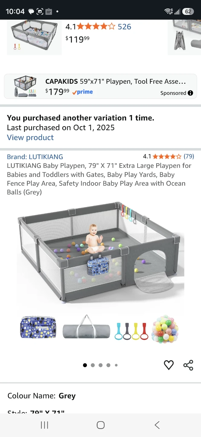LUTIKIANg Baby Playpen 79" X 71" Extra Large Grey