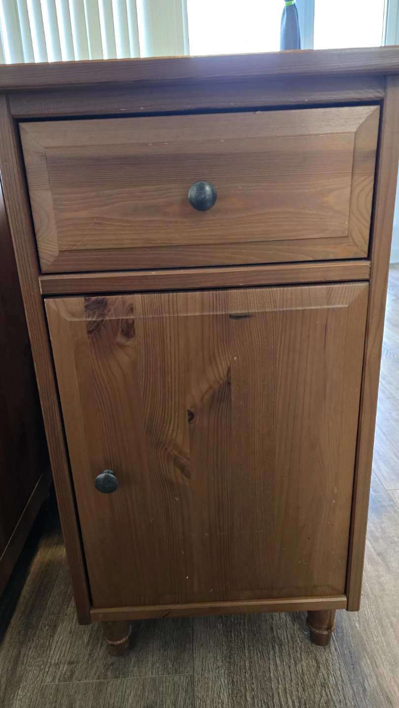 Pine Nightstand with Drawer and Cabinet - photo 2