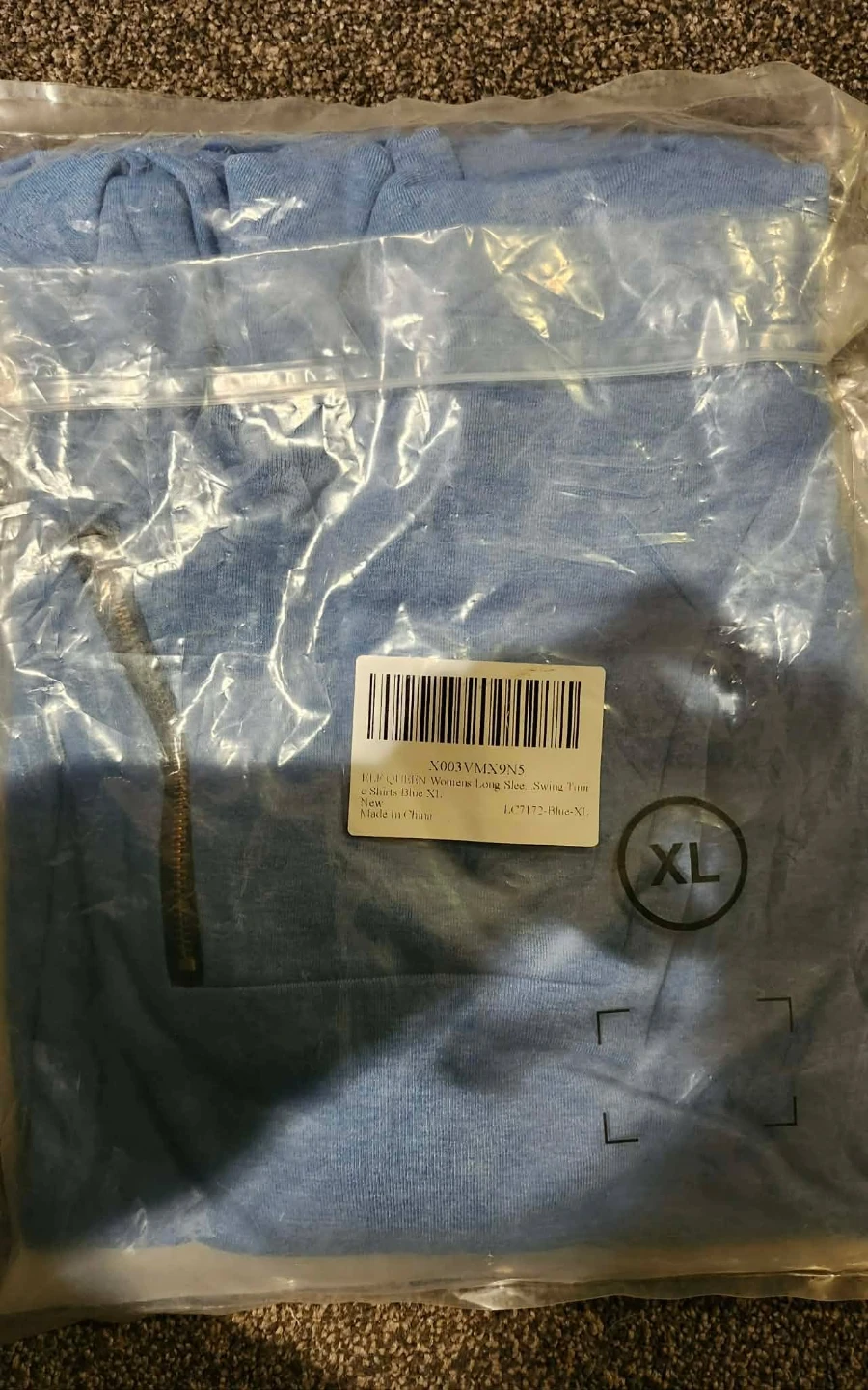 Blue Long Sleeve Zip Neck Top - XL - photo 3